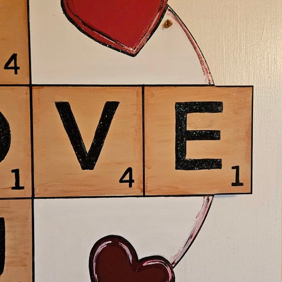 COPY - Valentine's Day Door Hanger, Scrabble Tile Sign, Game Room Decor - Picture 4 of 10